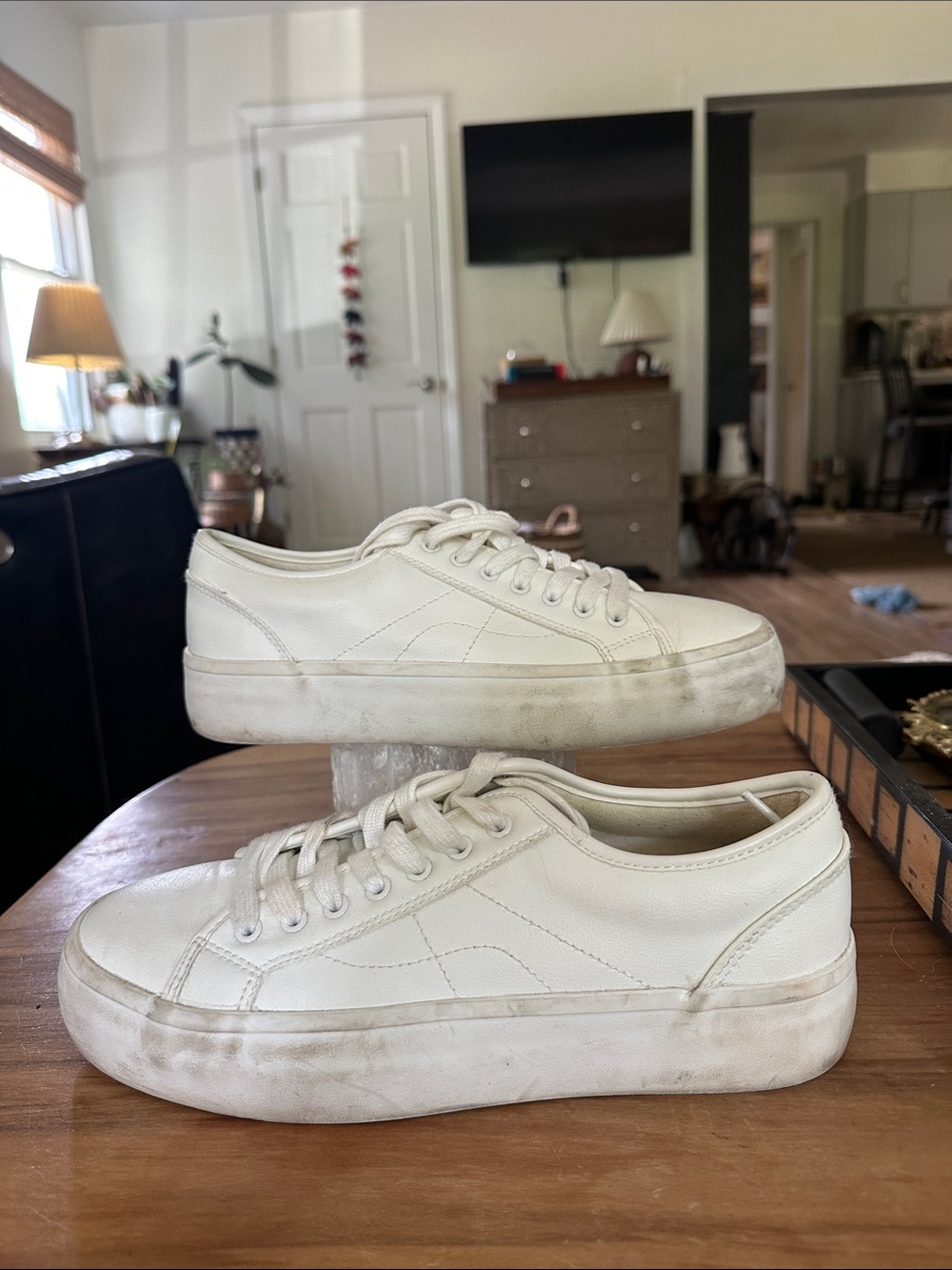 Sincerely Jules White Platform Lace-Up Sneakers